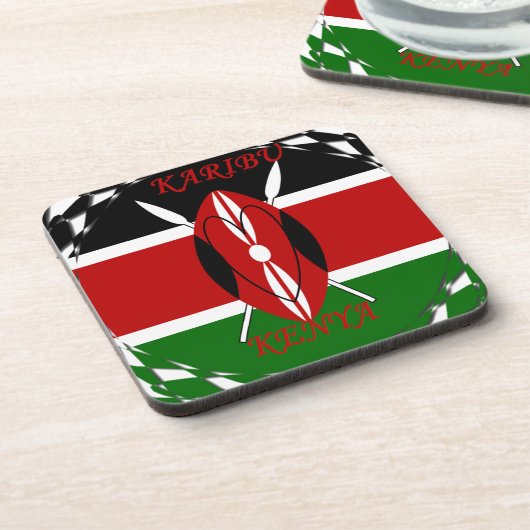 Kenyan Flag Unity: Tuko Pamoja Design Untersetzer (Linke Seite)