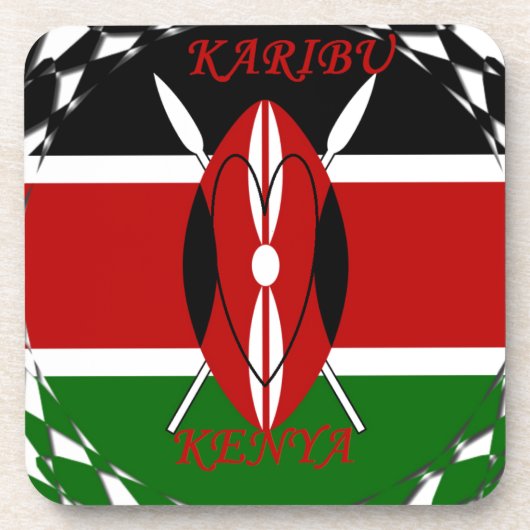 Kenyan Flag Unity: Tuko Pamoja Design Untersetzer (Vorderseite)