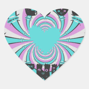 Kenyan Heart Art: Ich liebe Kenia Lila Cyan Abstra Herz-Aufkleber