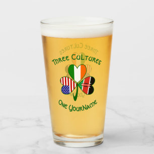 Kenyan Irish American Flag Kleeblatt Personalisier Glas