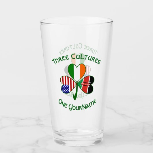Kenyan Irish American Flag Kleeblatt Personalisier Glas (Vorderseite)