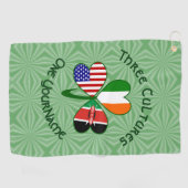 Kenyan Irish American Flags Kleeblatt Personalisie Golfhandtuch (Horizontal)