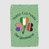 Kenyan Irish American Flags Kleeblatt Personalisie Golfhandtuch (Vorderseite)