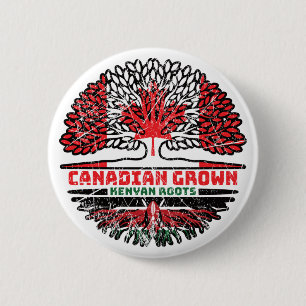 Kenyan Kenya Canadian Canada Tree Roots Flag Button
