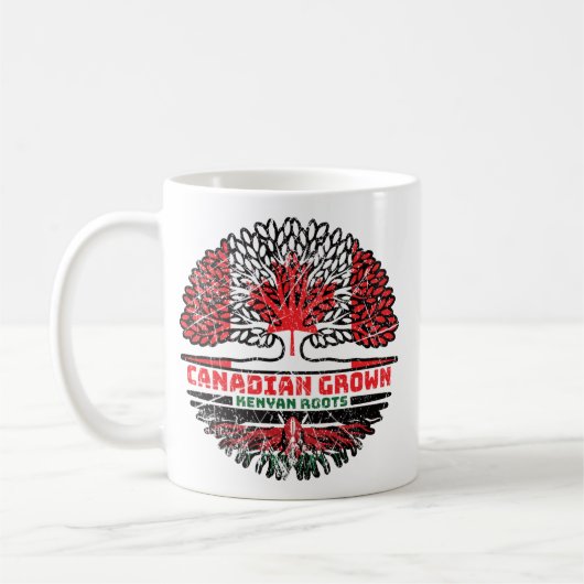 Kenyan Kenya Canadian Canada Tree Roots Flag Kaffeetasse (Links)