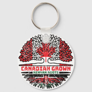 Kenyan Kenya Canadian Canada Tree Roots Flag Schlüsselanhänger