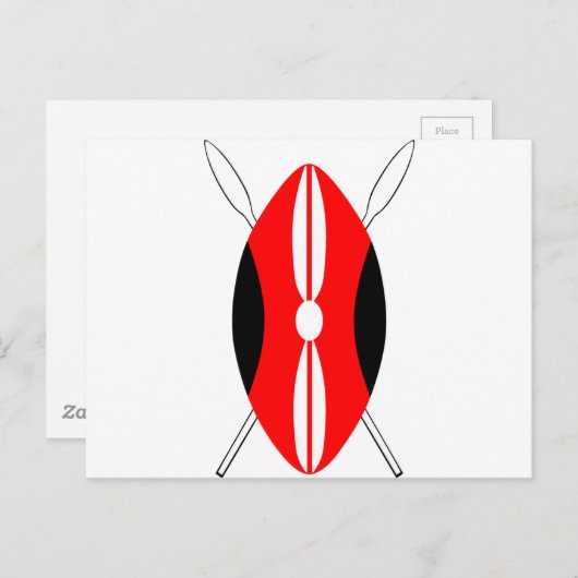 Kenyan Maasai Shield Postkarte (Vorne/Hinten)