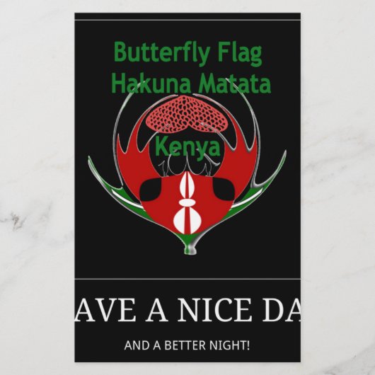 Kenyan Schild Design: Schmetterlingsflagge. Briefpapier (Vorderseite)