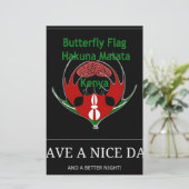 Kenyan Schild Design: Schmetterlingsflagge. Briefpapier (Stehend Vorderseite)