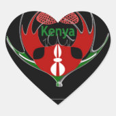 Kenyan Schild Design: Schmetterlingsflagge. Herz-Aufkleber (Vorderseite)