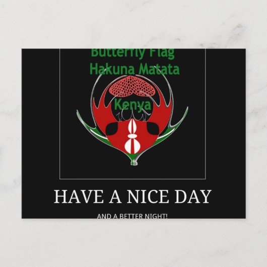Kenyan Schild Design: Schmetterlingsflagge. Postkarte (Vorderseite)