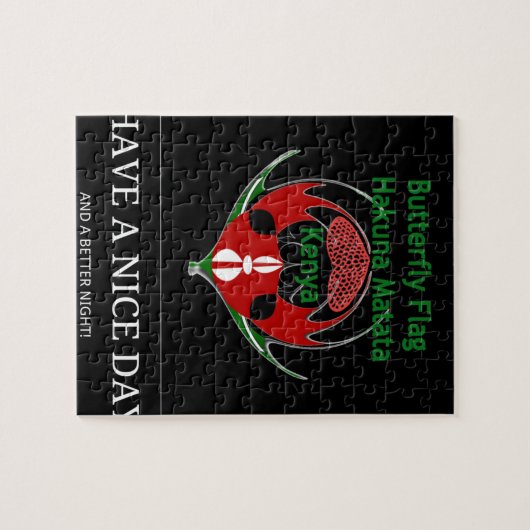 Kenyan Schild Design: Schmetterlingsflagge. Puzzle (Horizontal)