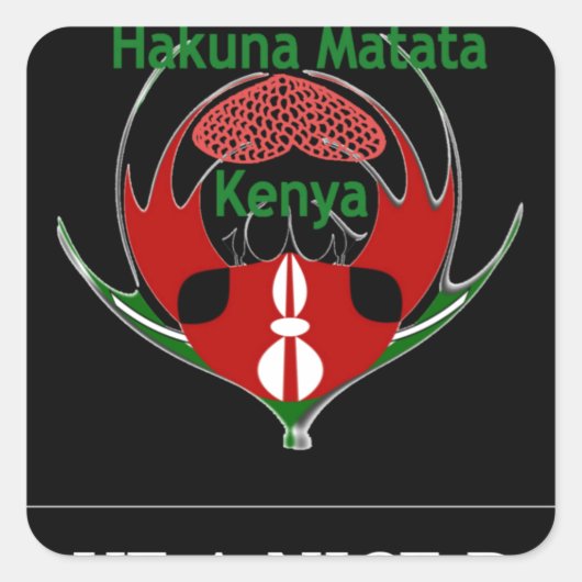Kenyan Schild Design: Schmetterlingsflagge. Quadratischer Aufkleber (Vorderseite)