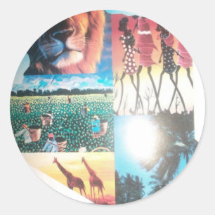 Kenyan Tapestes: Wildlife, Culture & Coastal Beach Runder Aufkleber