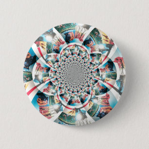 Kenyan Tapestry Kaleidoskop Art Print Button