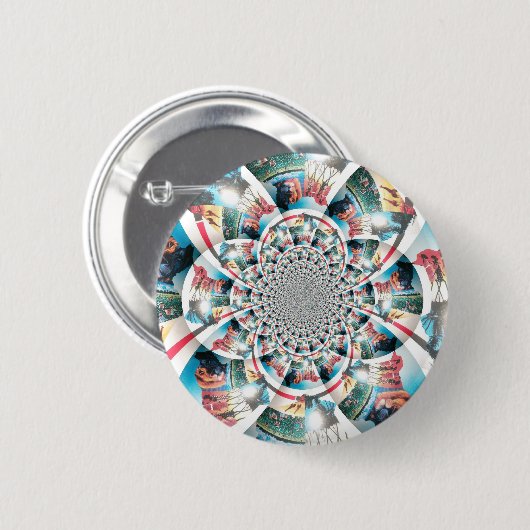 Kenyan Tapestry Kaleidoskop Art Print Button (Vorne & Hinten)