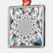 Kenyan Tapestry Kaleidoskop Art Print Silbernes Ornament (Links)