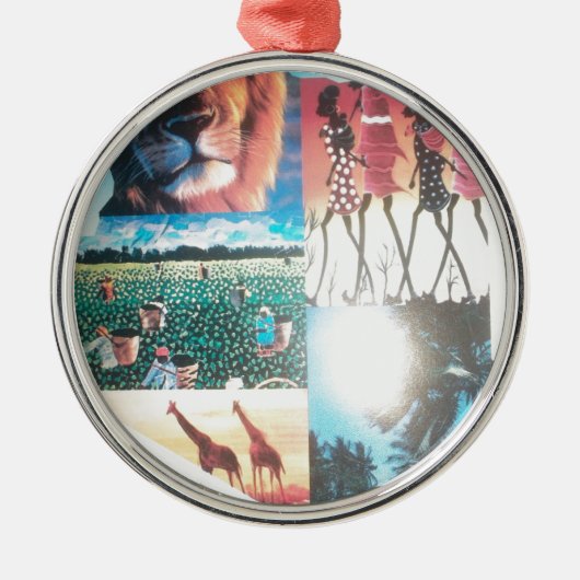 Kenyan Tapestry: Wildnis, Kultur und Küstenstrand Silbernes Ornament (Vorne)