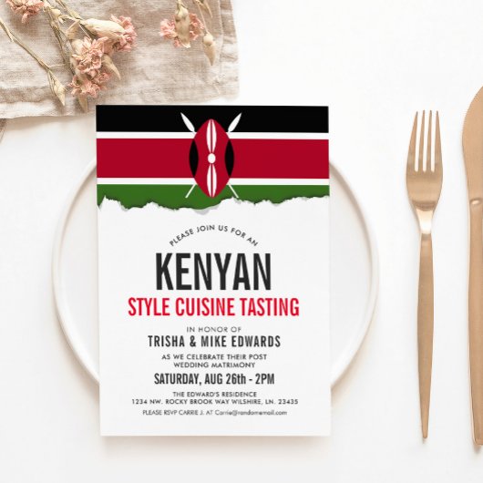 Kenyan Themed Cuisine | Party Flag Einladung Weiß