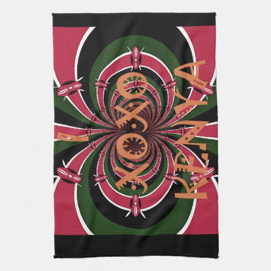 Kenyan Travel Gift - Hugs & Kisses Design Geschirrtuch (Vertikal)