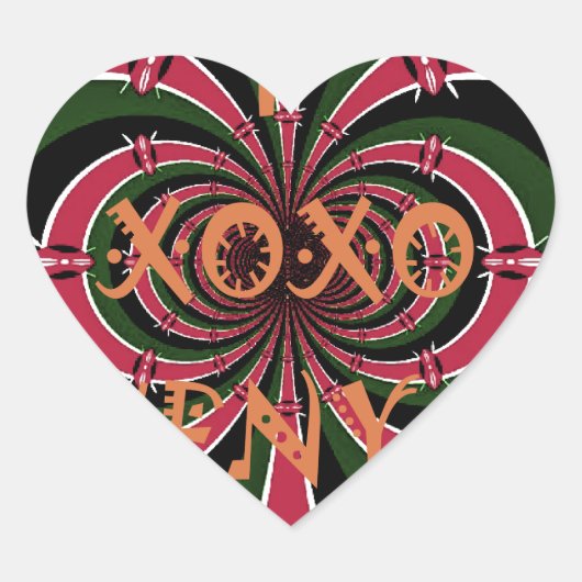 Kenyan Travel Gift - Hugs & Kisses Design Herz-Aufkleber (Vorderseite)