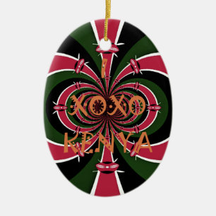 Kenyan Travel Gift - Hugs & Kisses Design Keramikornament