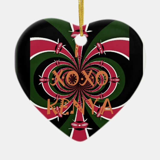 Kenyan Travel Gift - Hugs & Kisses Design Keramikornament (Vorne)