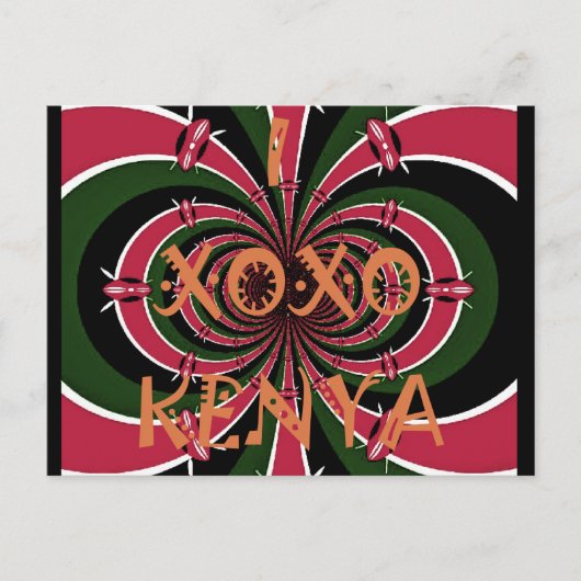 Kenyan Travel Gift - Hugs & Kisses Design Postkarte (Vorderseite)