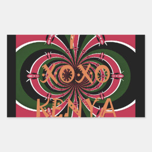 Kenyan Travel Gift - Hugs & Kisses Design Rechteckiger Aufkleber