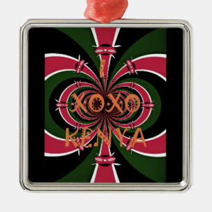 Kenyan Travel Gift - Hugs & Kisses Design Silbernes Ornament