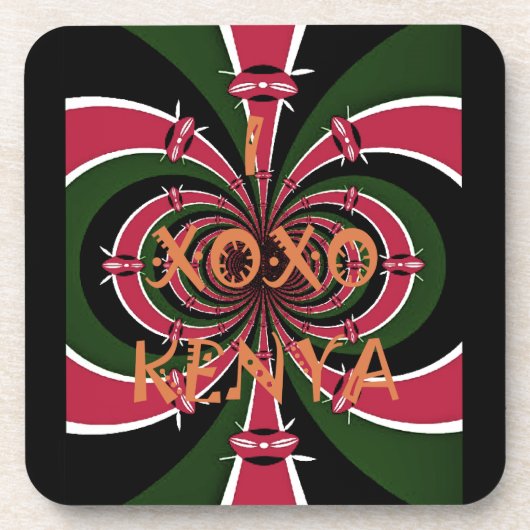 Kenyan Travel Gift - Hugs & Kisses Design Untersetzer (Vorderseite)