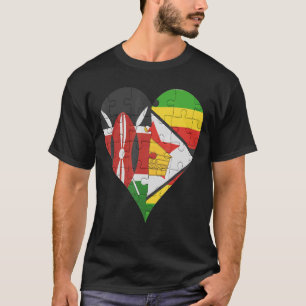 Kenyan Zimbabwean Flaggenherz T-Shirt
