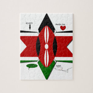 Kenyanische Flaggen-Safari-Design: Bucket List Puzzle