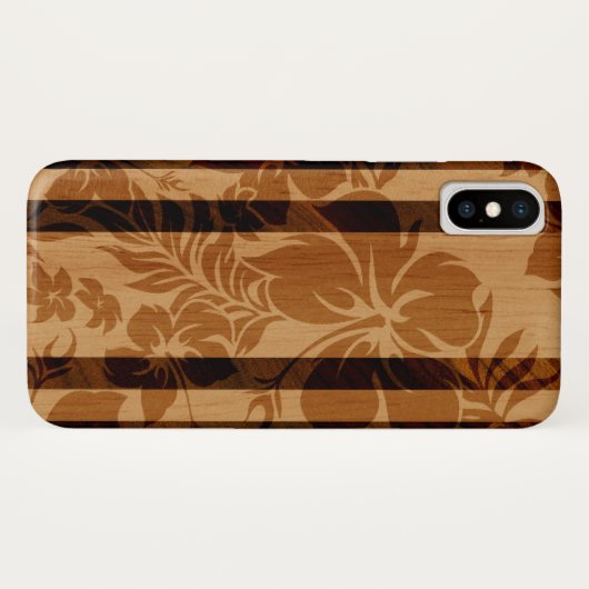 Keokea Strand-Hibiskus-Imitat-Holz-Surfbrett Case-Mate iPhone Hülle (Rückseite (Horizontal))