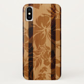Keokea Strand-Hibiskus-Imitat-Holz-Surfbrett Case-Mate iPhone Hülle (Rückseite)