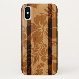 Keokea Strand-Hibiskus-Imitat-Holz-Surfbrett Case-Mate iPhone Hülle