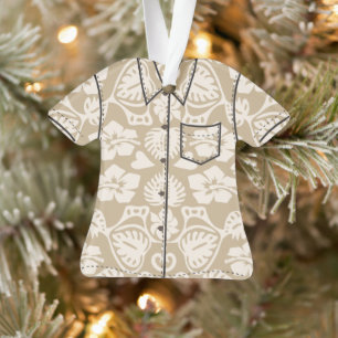 Keoni Hawaiian Monstera Blatt Damast Aloha-Shirt Ornament