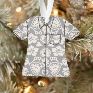 Keoni Hawaiian Monstera Leaf Damask Aloha Shirt Ornament