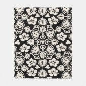 Keoni Hawaiian Monstera Leaf Damask Black Fleecedecke (Vorderseite)