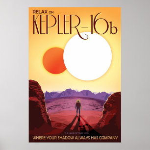 Kepler16b Vintag Space Travel Poster