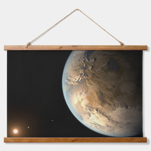 Kepler-186f Orbit eines fernen Sterns. Wandteppich Mit Holzrahmen