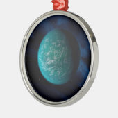 Kepler 22b, ein extrasolarer Planet. Ornament Aus Metall (Links)