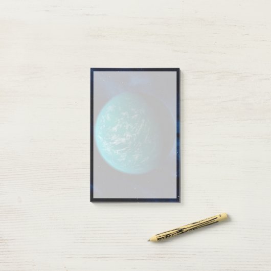Kepler 22b, ein extrasolarer Planet. Post-it Klebezettel (Auf Schreibtisch)
