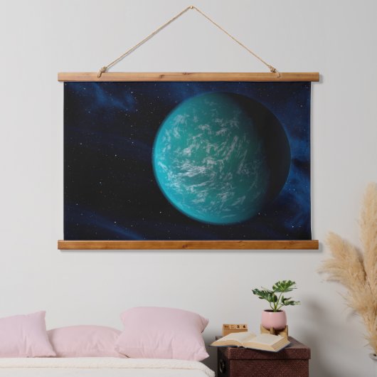Kepler 22b, ein extrasolarer Planet. Wandteppich Mit Holzrahmen (Schlafzimmer)