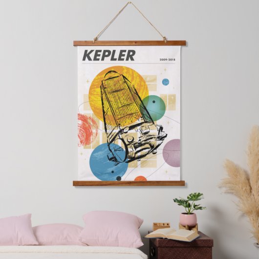 Kepler Space Telescope Poster. Wandteppich Mit Holzrahmen (Schlafzimmer)