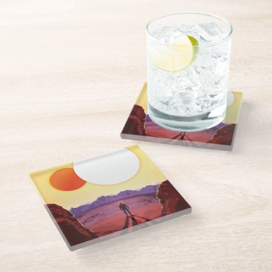 Kepler Space Travel Destination Planet Adventure Glasuntersetzer (Schrägansicht)