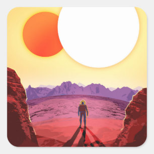 Kepler Space Travel Destination Planet Adventure Quadratischer Aufkleber