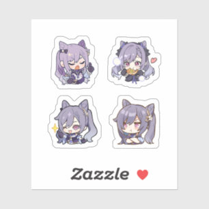 Keqing Genshin Impact 4er Stickerbogen Aufkleber
