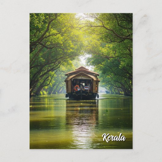 Kerala Houseboat Indien Postkarte (Vorderseite)