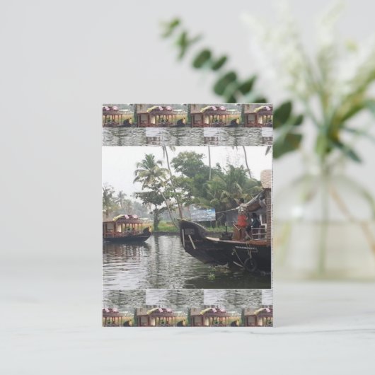 KERALA India RIVER Boote Postkarte (Stehend Vorderseite)